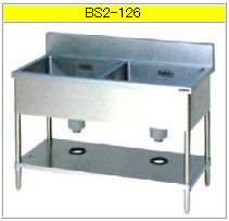 マルゼン 二槽シンク（430ブリームシリーズ） BS2-126【代引き不可】【流し】【業務用シンク】【ステンレスシンク】【流し台】【厨房用シンク】