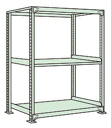 ※こちらの商品はメーカー直送のため代金引換はできません。 簡単ボルトレス構造なので組立て、中板移動、解体が間単に出来ます。 寸法：W900×D600×H1500mm 段数：3段 耐荷重(棚1段当り)：300kg 耐荷重(棚1連当り)：2000kg 本体色：アイボリー 50mmピッチ段替え可能 注意事項：棚板段数は、天棚及び底棚を含みます。