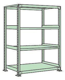 ※こちらの商品はメーカー直送のため代金引換はできません。 簡単ボルトレス構造なので組立て、中板移動、解体が間単に出来ます。 寸法：W900×D600×H1800mm 段数：4段 耐荷重(棚1段当り)：500kg 耐荷重(棚1連当り)：2000kg 本体色：アイボリー 25mmピッチ段替え可能 注意事項：棚板段数は、天棚及び底棚を含みます。