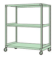 ※こちらの商品はメーカー直送のため代金引換はできません。 レイアウト変更が簡単に出来る便利な中量キャスターラック。 寸法：W1790×D600×H1694mm 段数：3段 耐荷重(棚1段当り)：150kg 耐荷重(1台当り)：450KG 本...