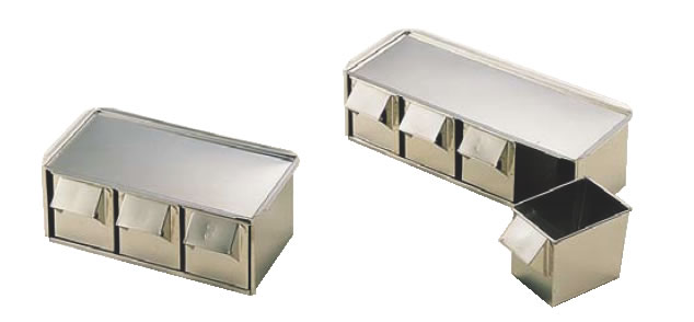 SA18-8半田引出式ヤクミ入 4ヶ入 【薬味容器】【薬味入れ】【18-8ステンレス】【Ω】【業務用】【調味料入れ】【調味料収納】