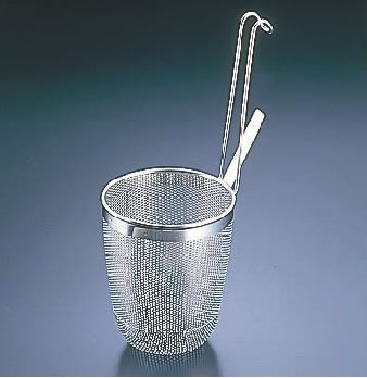 UK18-8パンチング共柄丸底うどんてぼ 大 【業務用てぼ】【網】【そば うどん パスタ】【18-8ステンレス】【UK】【湯切り】【麺揚げ】【業務用】