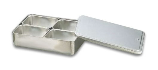 SA18-8プレス ヤクミ入 4ヶ入角【薬味容器】【薬味入れ】【業務用保存容器】【18-8ステンレス】【Ω】【業務用】