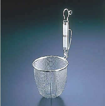 TSステンレス パイプ柄てぼ 丸底【湯切り】【麺揚げ】【業務用】