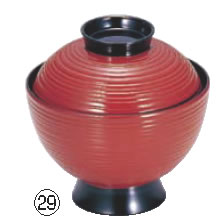 3.8寸千筋小吸椀 朱つば黒 W-1-14【茶碗】【汁椀】【汁入れ】【業務用】