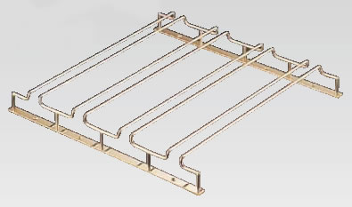 グラスフレーム ダブルエントリー 4連 24金メッキ【グラスハンガー】【グラスホルダー】【グラスラック】【業務用】