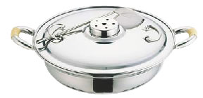 桃印18-0しゃぶしゃぶ鍋 (共柄アク取り付) 【しゃぶしゃぶ鍋 シャブシャブ鍋】【料理演出用品】【和食..