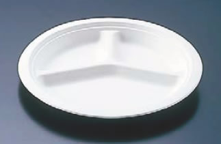 Other Dishes - パルプモールド プレート 三仕切 MM-1 (50枚入) 【サービス用品 消耗品】【弁当容器】【業務用】