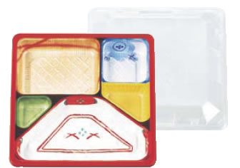 夢彩ごぜん TSR-702 柄付/透明(50セット)【使い捨て容器】【使い捨て食器】【プラ容器】【業務用】