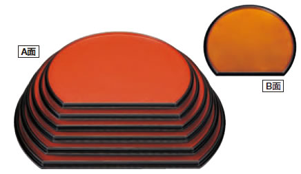 半月両面盆 朱乾漆/梨地 尺6寸【お盆】【和食盆】【敷膳】【御膳盆】【会席盆】【懐石盆】【半月盆】【トレイ】【トレー】【1-82-12】