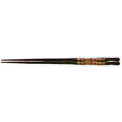 ■3セット■21cm蒔絵塗箸 面彫塗箸 黒 ハイビスカス■3セット■