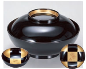 柳椀 黒見返市松春秋つば金【椀物】【煮物椀】【椀盛り】【菜盛り椀】【雑煮椀】【多用椀】【耐熱椀】..