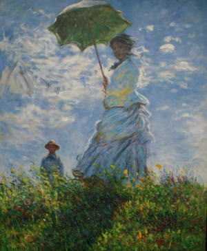 絵画クロード・モネ『散歩、日傘をさす女性』高級再現画10号（53.0×45.5cm）額付