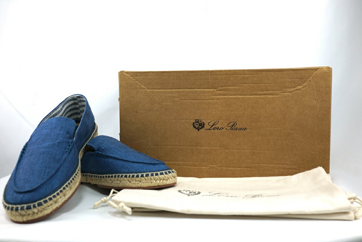 LOROPIANA ロロピアーナ SEASIDE WALK SPRINT エスパドリーユ スリッポン リネン SEA SURFACE ブルー 40サイズ(約25...