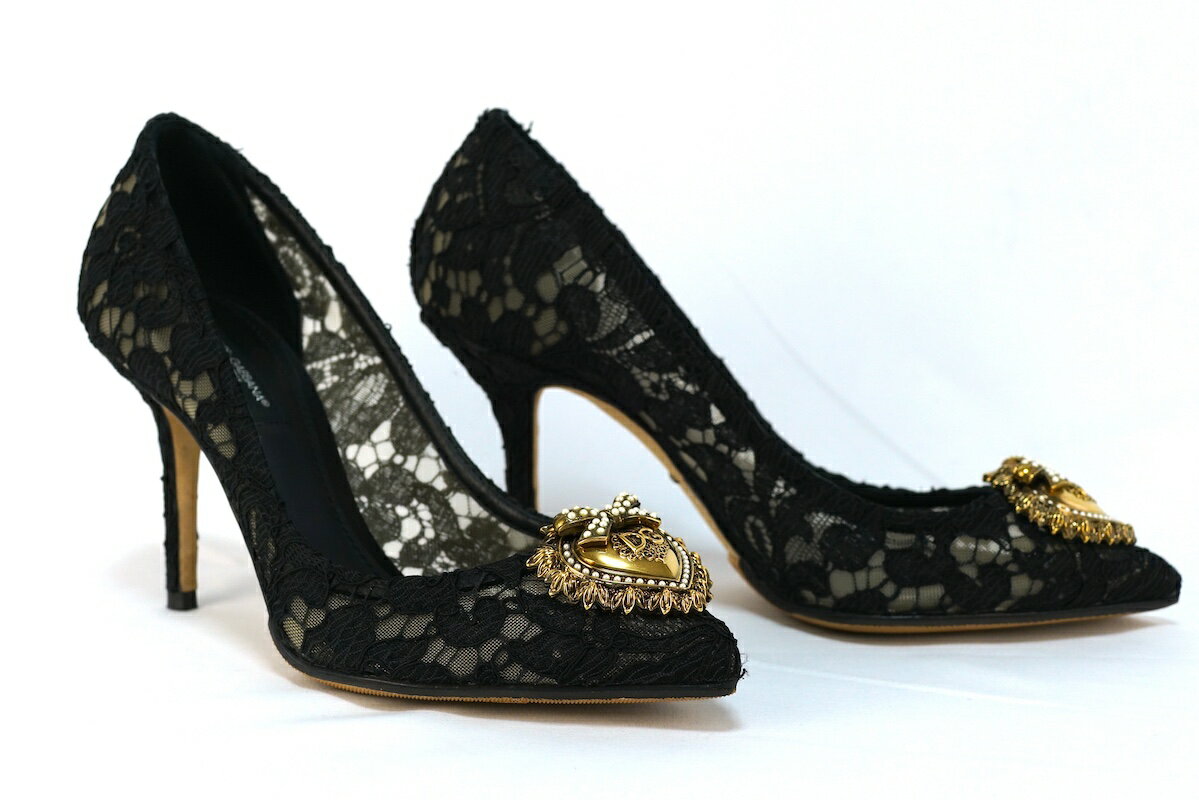 DOLCE&GABBANA ドルチェアンドガッバーナ Taormina Devotion Heart Lace Pumps タオルミナ レース パン..