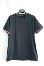 MONCLER モンクレール MAGLIA T-SHIRT ロゴ半袖 Tシャツ ストレッチ カットソー クルーネック ネイビー メンズ Lサイズ F10918 C71600 87296【中古】