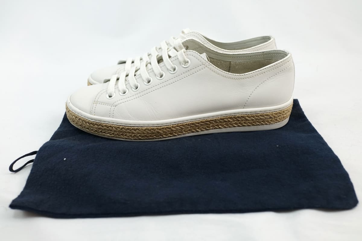 PRADA Leather Espadrille Sneakers White Sneakers Shoes ץ 쥶 ѥɥ塼 ˡ ۥ磻 7 (26cm) 4E2861š