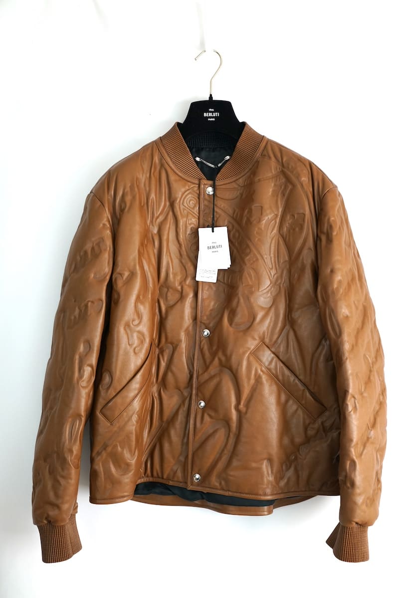 BERLUTI xbeBQuilted leather scritto Bomber leather jacket LeBOU[ XNbg {o[ WPbg w[[ibcyÁz