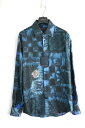 LOUIS VUITTON ルイヴィトン ソルトプリント シャツ トップス アパレル ファッション 衣類 シルク 青 ダークグリーン マルチカラー 1A8XBX...