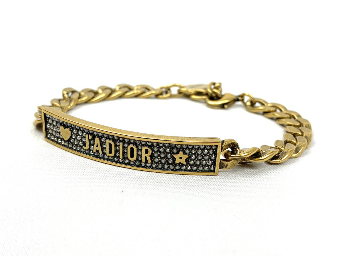 CHRISTIAN DIOR Metal Crystal J'Adior Star Heart Chain Bracelet Aged Gold NX` fBI[ ^ NX^ J`AfBI[ X^[ n[g `FC uXbg S[h  