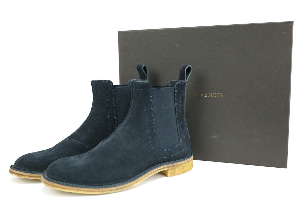 BOTTEGA VENETA ボッテガヴェネタ オージー サイドゴア スエード チェルシー ブーツ クレープソール ネイビー 39サイズ 約24cm 31234...