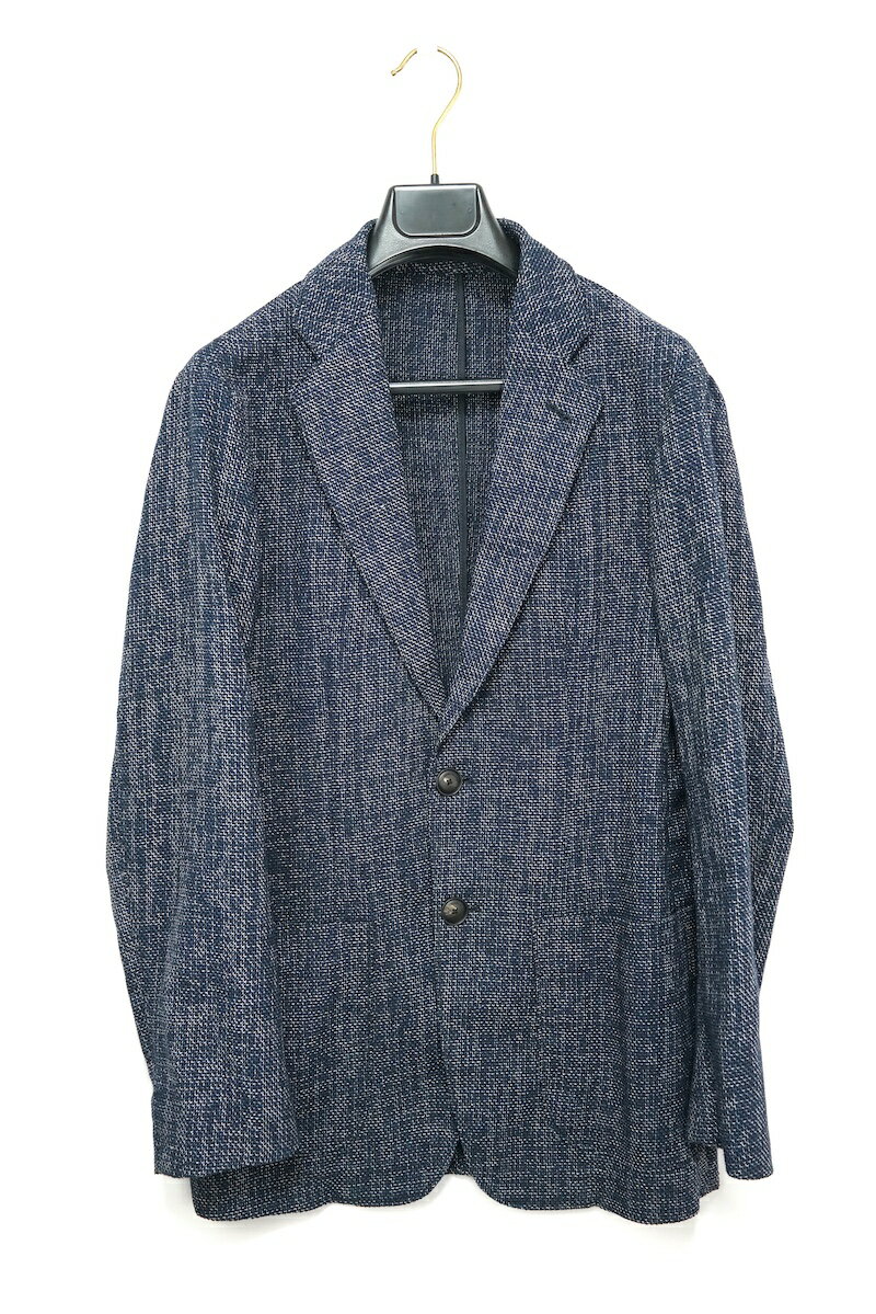 EMPORIO ARMANI エンポリオ アルマーニ 2ボタン テーラードジャケット サマージャケット ネイビー コットン 44サイズ W1G87SW1S15【中古】