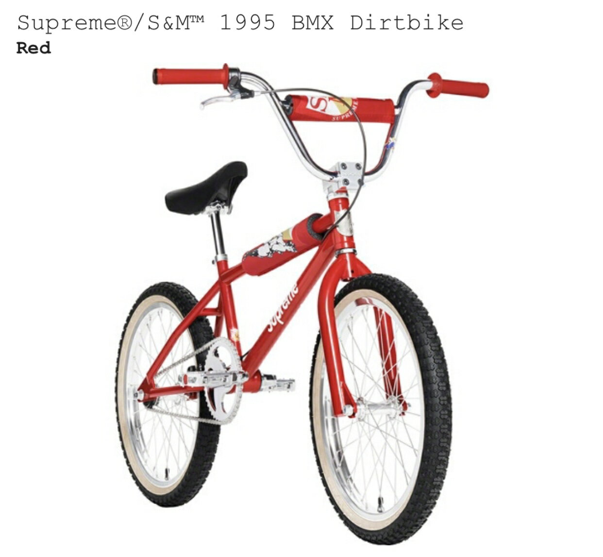 【国内配送】2020SS Supreme S&M 1995 BMX Dirtbike RED シュプリーム ビーエムエックス 新品未使用 最新 人気 靴 稀少