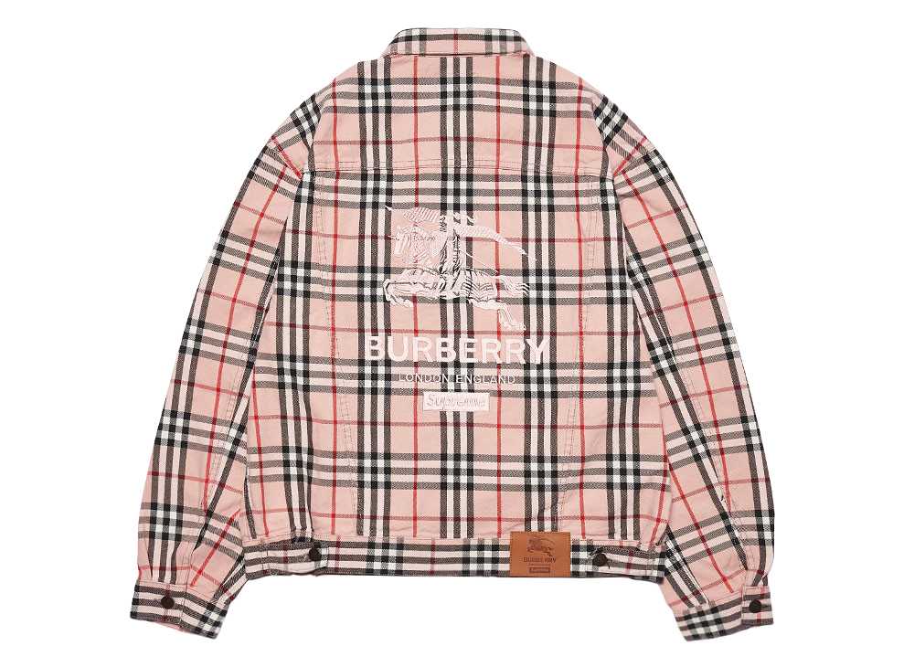 Supreme / Burberry Denim Trucker Jacket Pink Vv[ o[o[ fj gbN WPbg sN@S M L XLyÁzVÕi