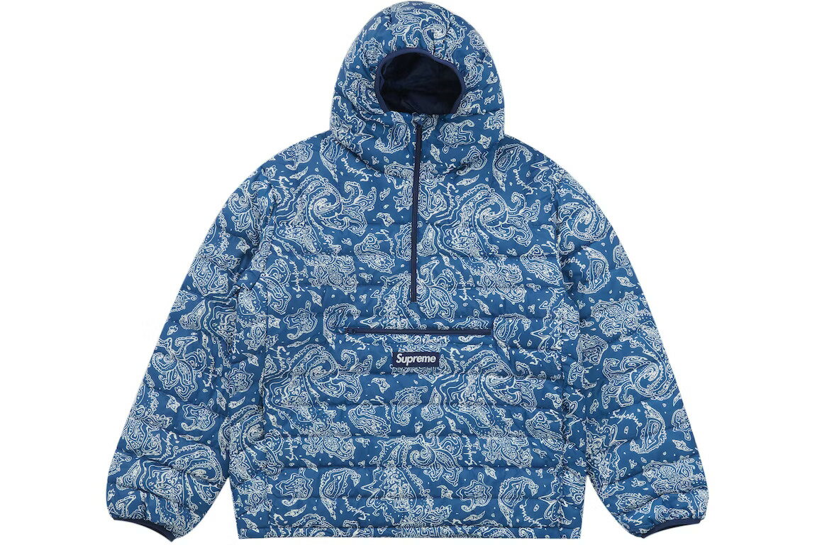 Supreme Micro Down Half Zip Hooded Pullover Blue Paisley Vv[ }CN _E n[t Wbv t[fB[ vI[o[ u[yCY[ S M L XLyÁzVÕi