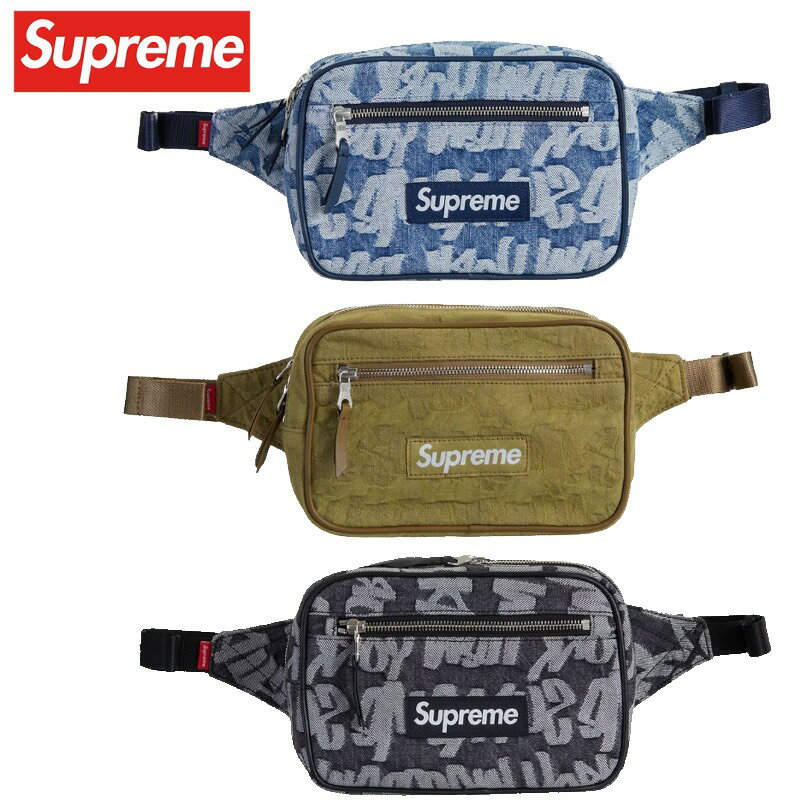 Supreme Fat Tip Jacquard Denim Waist Bag シュプリーム ファット ティップ ジャカード デニム ウエスト バッグ Black Blue Olive【中古】新古品