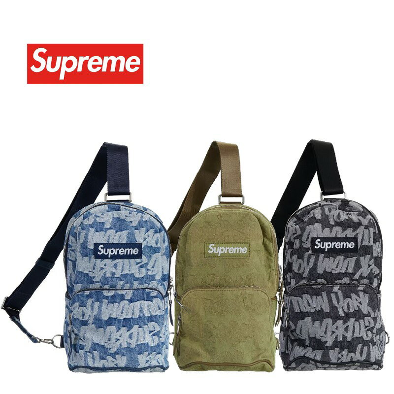 Supreme Fat Tip Jacquard Denim Sling Bag Vv[ t@bg eBbv WJ[h fj XO obO Black Blue OliveyÁzVÕi