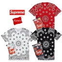 Supreme / Hanes Bandana Tagless Tees (2 Pack) シュプリーム ヘインズ バンダナ タグレス Tシャツ (2 パック) S M L XL Black White Red新古品