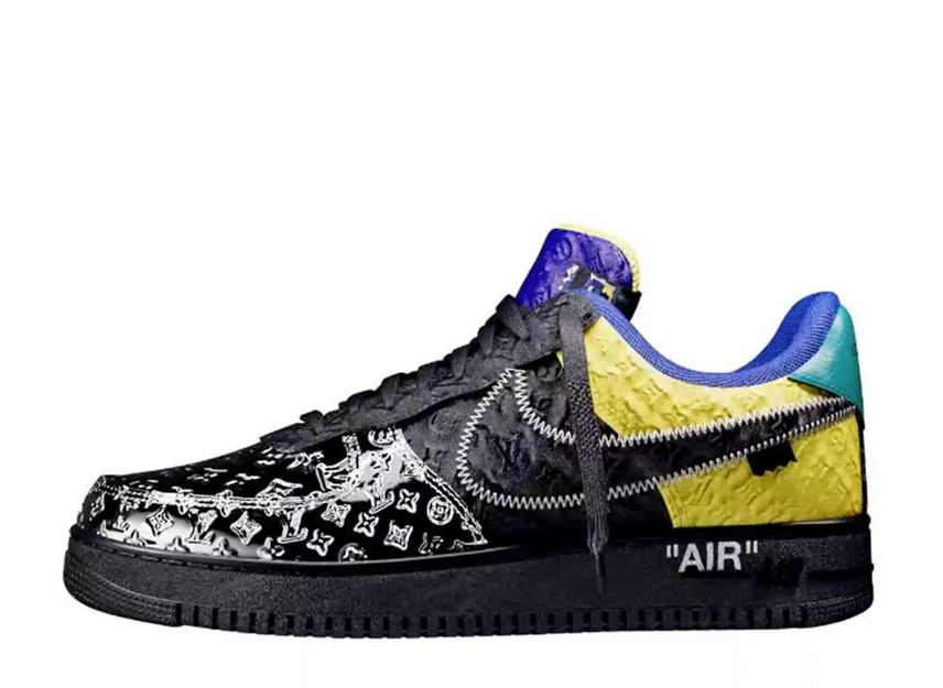 サイズ 選択可能【国内配送】Louis Vuitton × Nike Air Force 1 Low by Virgil Abloh Silver & Multi Color Patch Work ルイ・ヴィトン × エアフォース1 ロー バイ ヴァージル・アブロー シルバー & マルチカラー パッチワーク 24.5 25 25.5 26 26.5 27 27.5 28 28.5 29