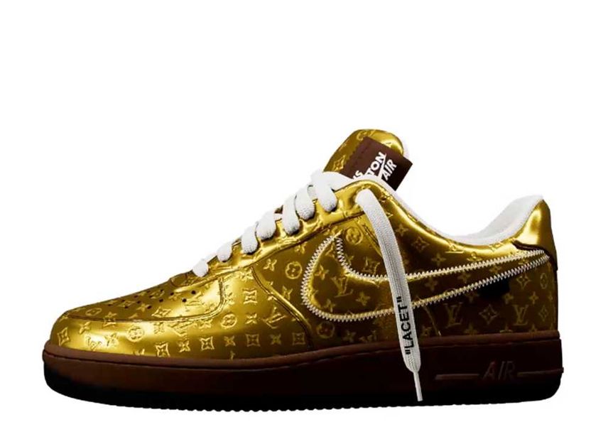 Louis Vuitton × Nike Air Force 1 Low by Virgil Abloh Gold ルイ・ヴィトン × ナイキ エアフォース1 ...