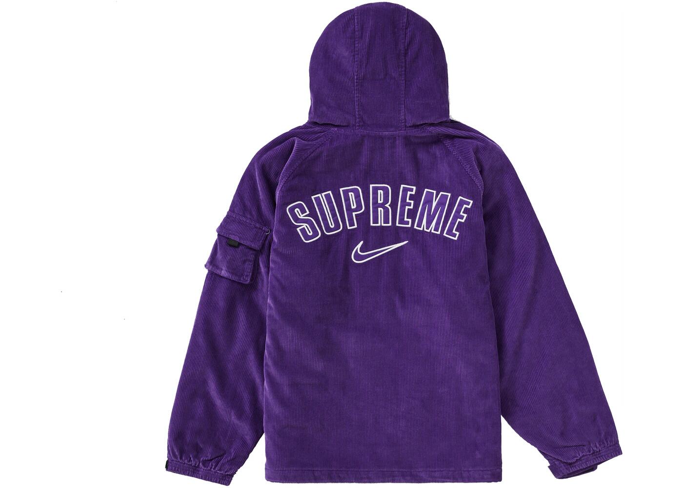 サイズ 選択可【国内配送】Supreme / Nike Arc Corduroy Hooded Jacket Purple シュプリーム ナイキ アーク コーデュロイ フーディー ジャケット パープル S M L XL