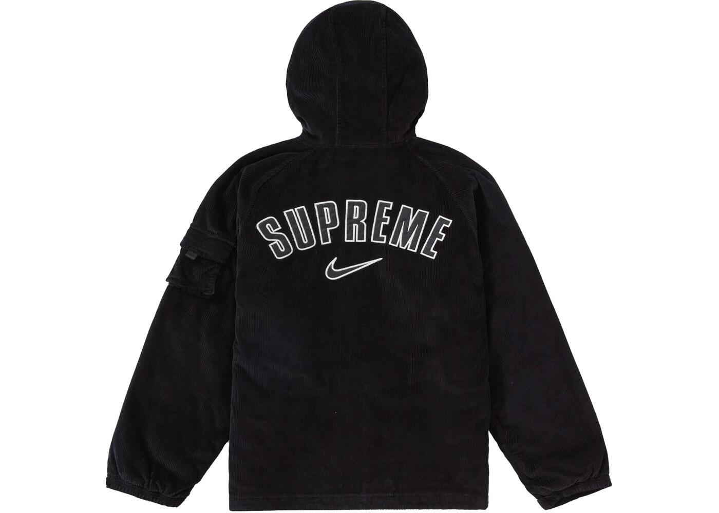 サイズ 選択可【国内配送】Supreme / Nike Arc Corduroy Hooded Jacket Black シュプリーム ナイキ アーク コーデュロイ フーディー ジャケット ブラック S M L XL