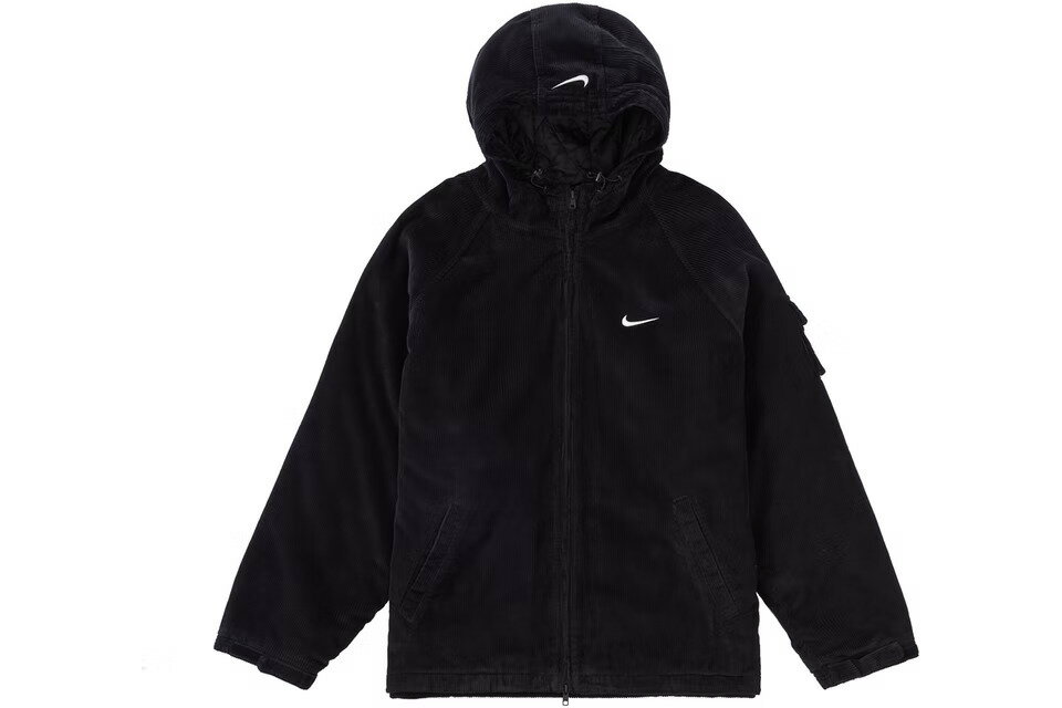 サイズ 選択可【国内配送】Supreme / Nike Arc Corduroy Hooded Jacket Black シュプリーム ナイキ アーク コーデュロイ フーディー ジャケット ブラック S M L XL