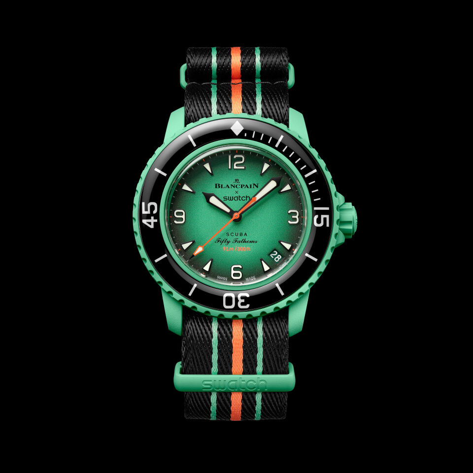 Swatch BLANCPAIN Indian Ocean スウォッチ × ブランパン インディアン オーシャン Bioceramic Scuba Fifty Fathoms Indian Ocean バイオセラミック フィフティファゾムス SO35I100 インド洋【中古】新古品