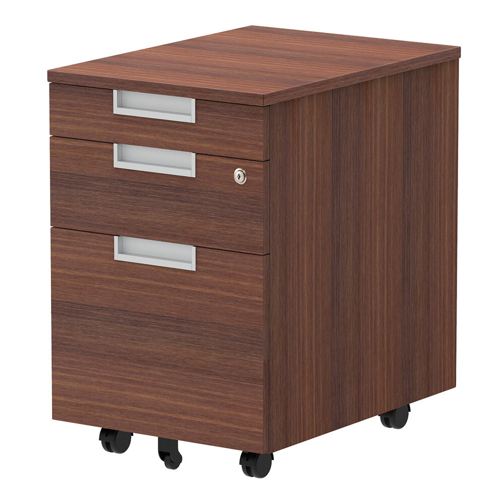 【メーカー在庫限り】 キャスターワゴン ウォルナット サイドワゴン デスクワゴン オールロックワゴン 袖机 脇机 完成品