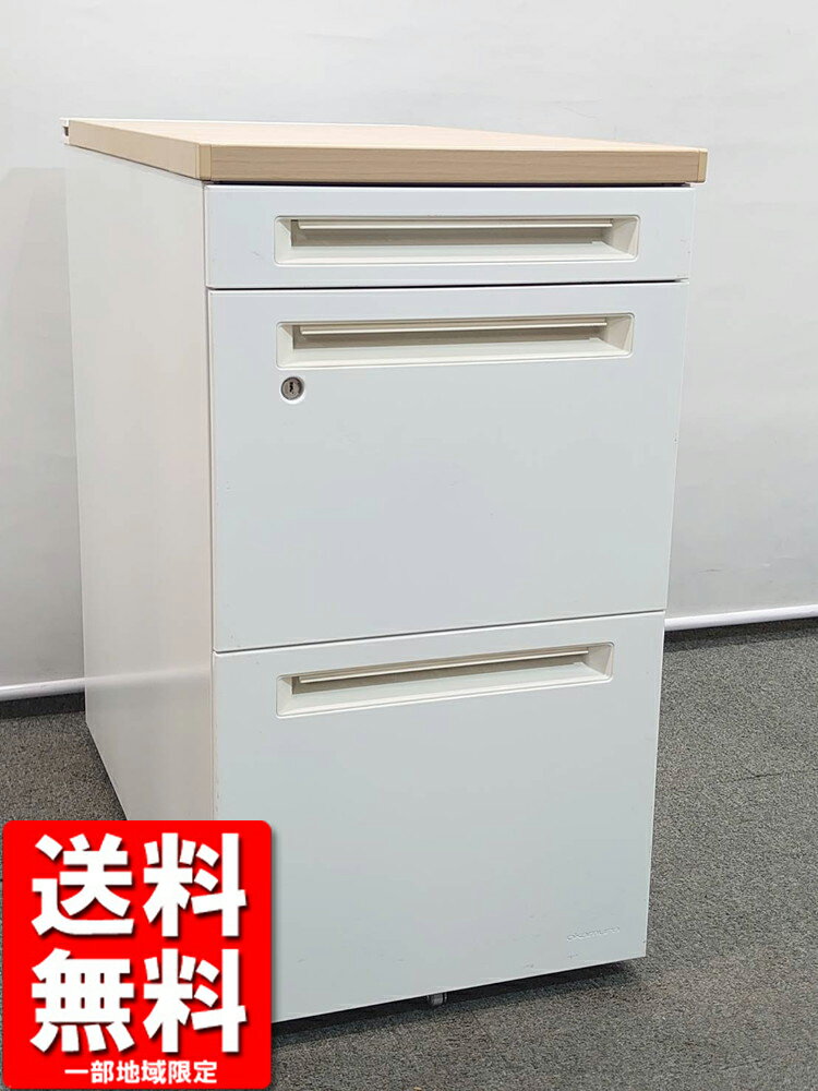 脇机 袖机 3段 サイドワゴン オカムラ デスクワゴン 中古