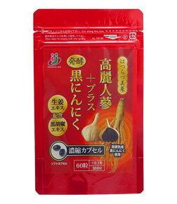 高麗人蔘＋発酵黒にんにく 60粒 高麗人参 黒大蒜 ショウガ ジンジャー コショウ 黒コショウ ブラックペッパー