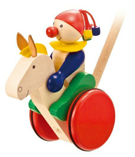 人形が乗馬をしているように上下にがたごと動きます。ポニーにまたがった子どものような感じです。 【メーカー：ドイツ・セレクタ(selecta)社】