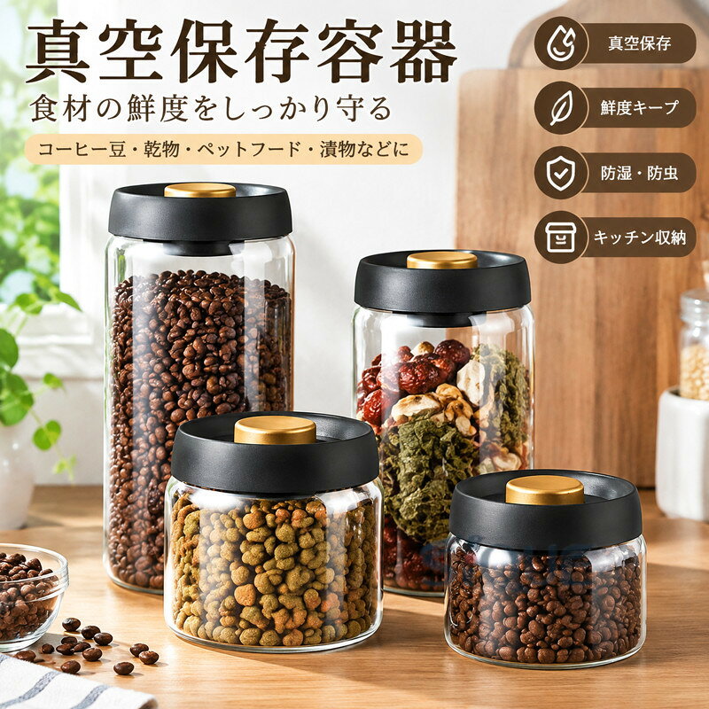 【原産国／製造国: 中国】 .真空保存容器 フードストッカー コーヒー豆収納 4サイズセット 500ml 900ml 1200ml 1800ml 乾物 ペットフード 梅雨対策 漬物 密封 キッチン収納用 食品保存 密閉容器 保存ケース 食材整理 コーヒー保存 豆保存 調味料収納 お菓子保存 乾燥食品収納 キッチン用品 容器セット。おすすめ人気ランキングやセールで探しやすい収納アイテムです。。 指定された配送時間は承っておりません。【O.P.store】