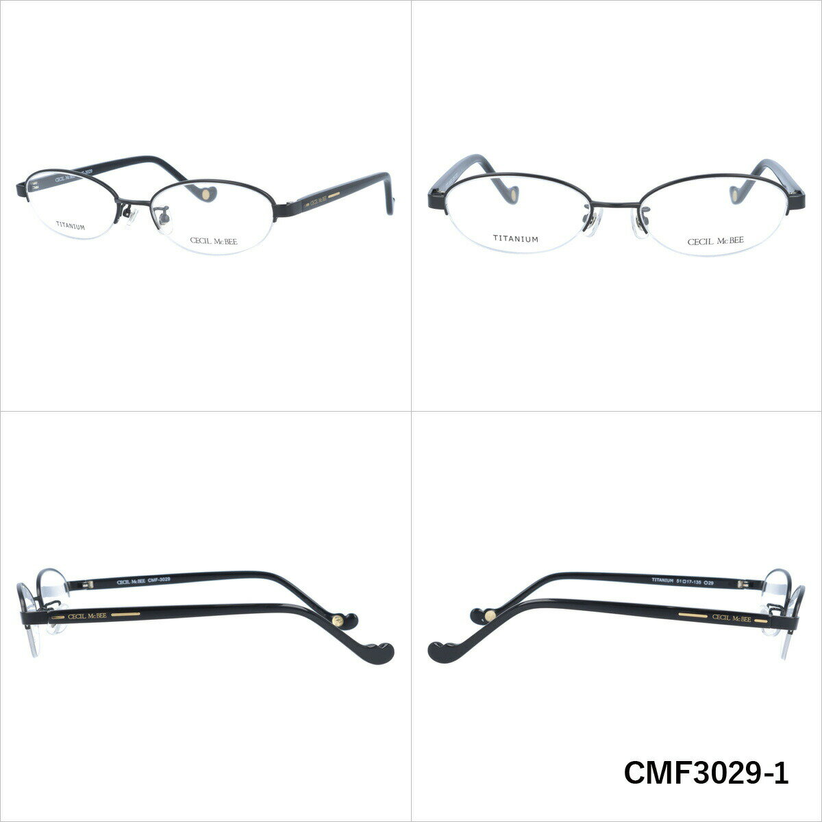 セシルマクビー メガネフレーム 【オーバル型】 おしゃれ老眼鏡 リーディンググラス CECIL McBEE CMF3029 全4カラー 51サイズ メンズ レディース プレゼント 記念日 ハーフリム ナイロールフレーム