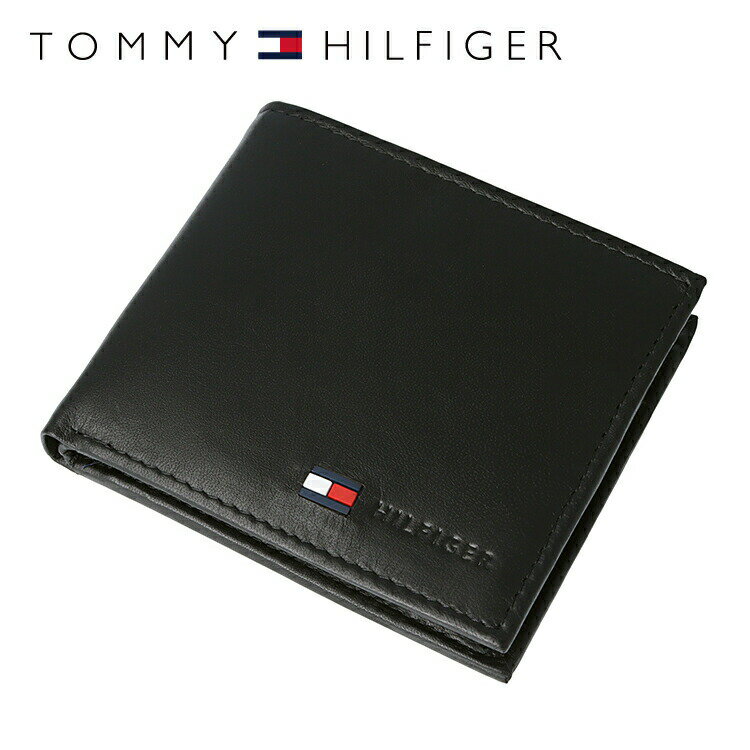 ブランド二つ折り革財布（メンズ） トミーヒルフィガー 財布 TOMMY HILFIGER 二つ折り財布 31TL25X016-001（0096-5475/01） ブラック 小銭入れ有 折り財布 ウォレット レザー 革 トミー シンプル メンズ 男性 夫 彼氏 息子 新社会人 フレッシャーズ ビジネス 新社会人 ギフト プレゼント