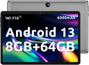 【お買い物マラソン4/24(水)20時～P10倍】タブレット Wi-Fi Android13 10.1インチ 8GB(4GB 4GB拡張) RAM 64GB ROM 1TB拡張可能 6000mAh大容量バッテリー 1280 800IPS 4コアCPU GMS認証 Bluetooth5.0 2.4G/5G Wi-Fi 分割画面機能搭載 Widevine L1サポートOTG転送サポート