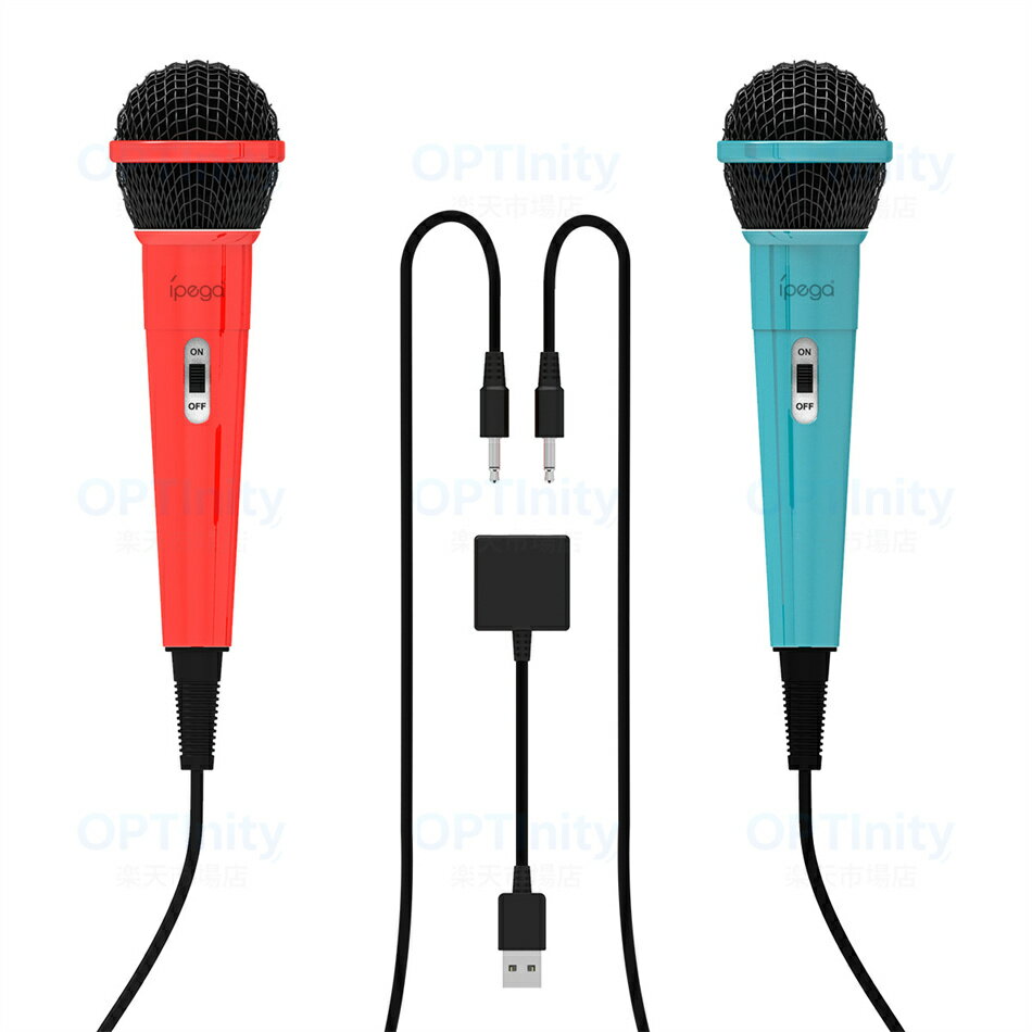 2点セット Switch カラオケマイク USBマイク 有線マイク2本&2人同時に歌える 高集音力 デュエット可能 3mケーブル 軽量 簡単接続 握りやすい ドライバ不要 ON/OFF付き Nintendo Switch / Switch 有機ELモデル/PS5/PS4/PC/XBOX ONEに対応 スイッチ【レッド&ブルー】