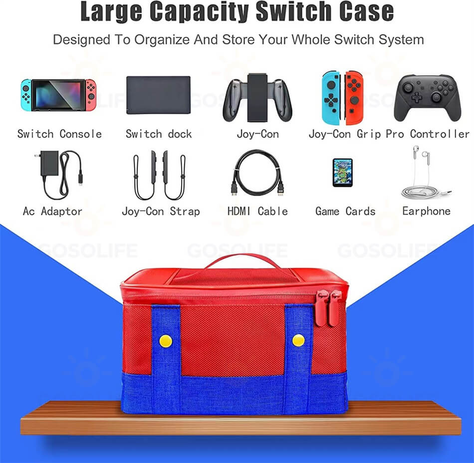 Switch収納ケース Nintendoに対応 スイッチ ケース Switch 収納 収納ケース ニンテンドースイッチ有機EL ケース ハンドバッグ 持ち運びやすい 旅行 軽量 収納 大容量 ゲームカード収納可能 耐衝撃 防水 防塵 軽量 外出や旅行用 まとめ収納バッグ 高級レザー製 全面保護