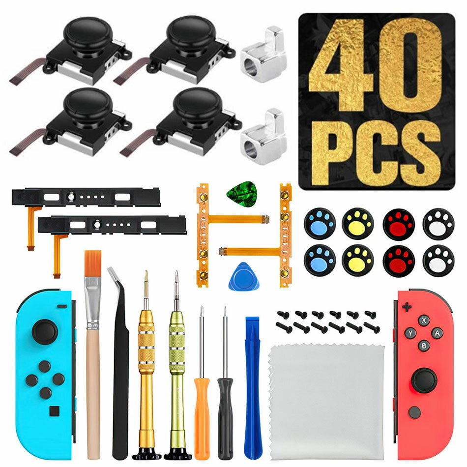 樂天商城 - 初心者対応・複数セット Joy-con 修理キット ジョイコン スティック 修理パーツ 任天堂スイッチ 交換用 パーツ スイッチ 修理セット Switch NS Joy-con 対応 ジョイスティック コントロール 修理器具 Switch コントローラー アクセサリーキット 25/27/28/30/33/34/40点セット