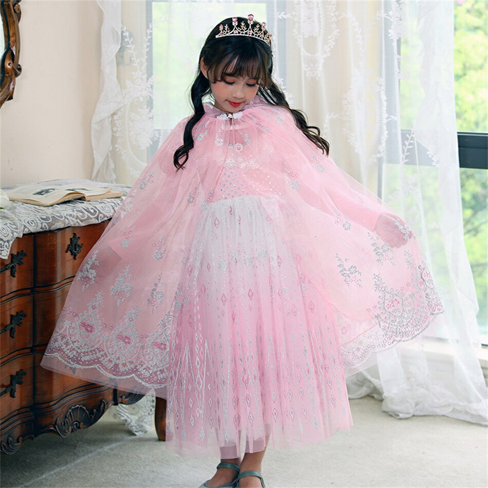 OPTInity 楽天市場店の長さ75cm プリンセス マント コスプレ コスチューム 子供 女の子 プリンセスドレス ハロウィン 子供ドレス 子供用 ケープ フード付き 仮装 演出服 衣装 キッズ 被り物 上着 人気 子供服 キッズ かわいい プリンセスマント ピンク ブルー クリスマスプレゼント｜アングル3